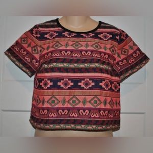 STARING AT STARS Anthropologie BOHO Cropped Embroidered Feel Shirt S